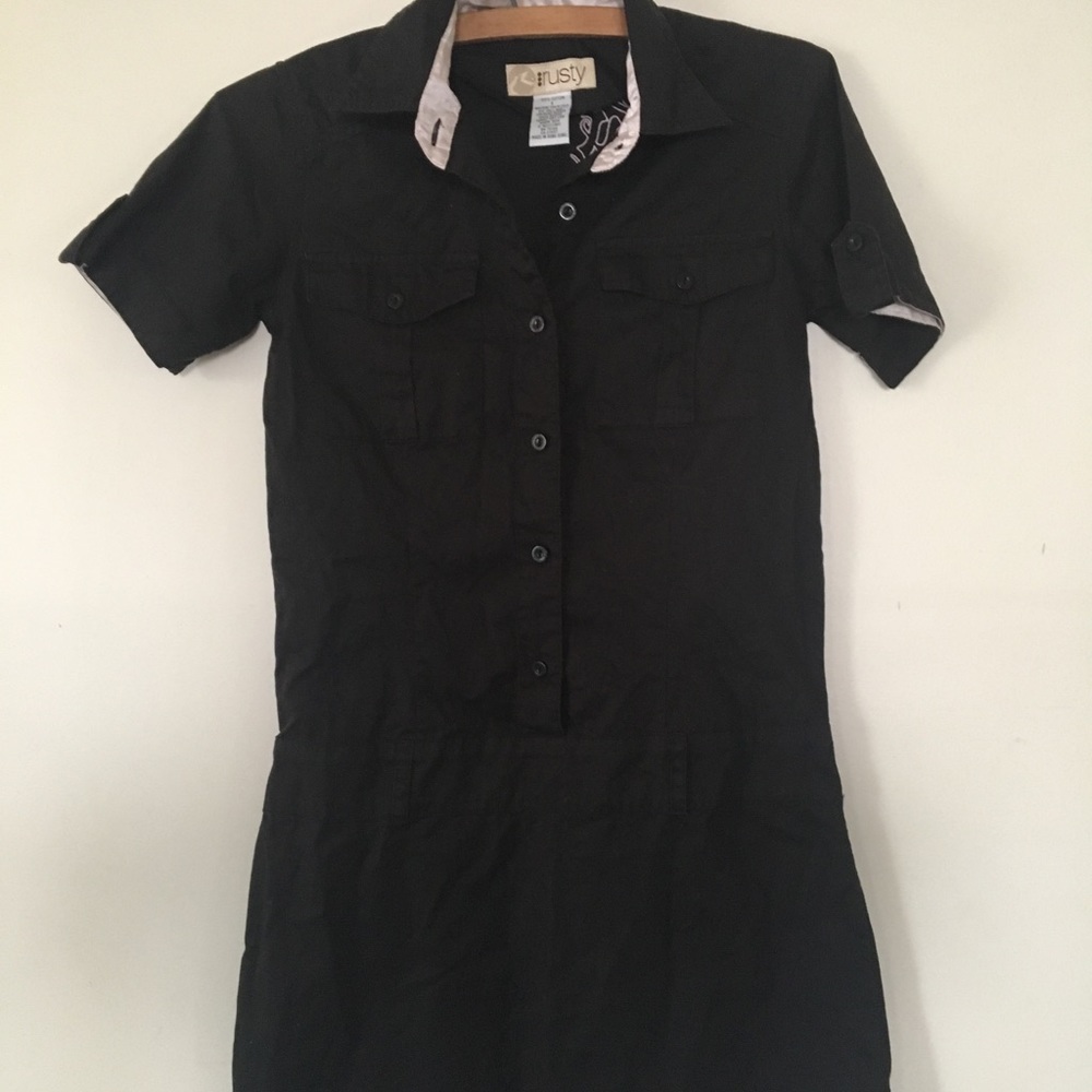 Rusty Dress short black button up size 2